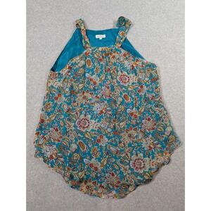 Sundance Women Top Size 12 Silk Floral Print Strap Sleeveless Round Hem‎